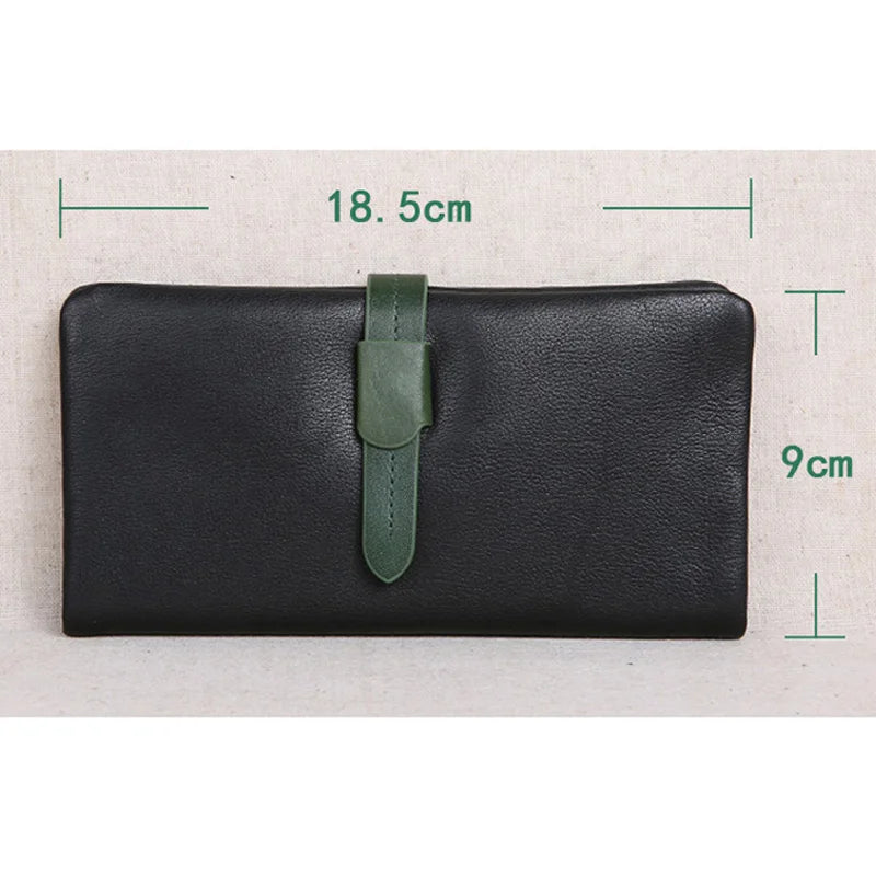 Soft Leather Wallet Female Long Buckle Cowhide Phone Bag