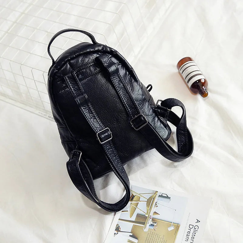 Soft Washed Leather Women Backpacks Small Backpacks for Teenage Girls Schoolbag