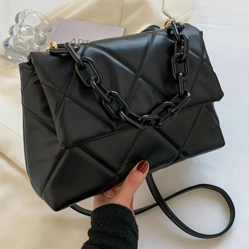 Women's PU Leather Handbag with Embroidery Thread
