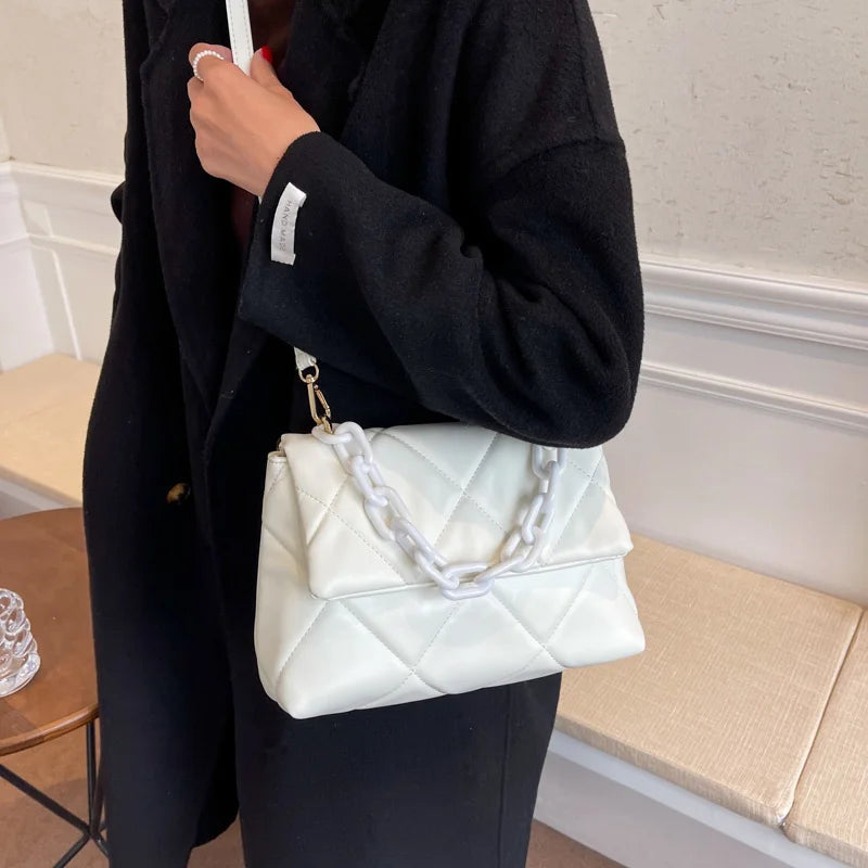 Women's PU Leather Handbag with Embroidery Thread