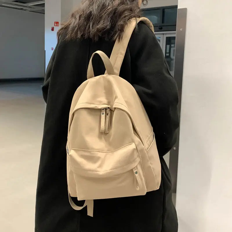 Solid Backpacks Students Brief Unisex Couples Travel Casual All-match School Bag
