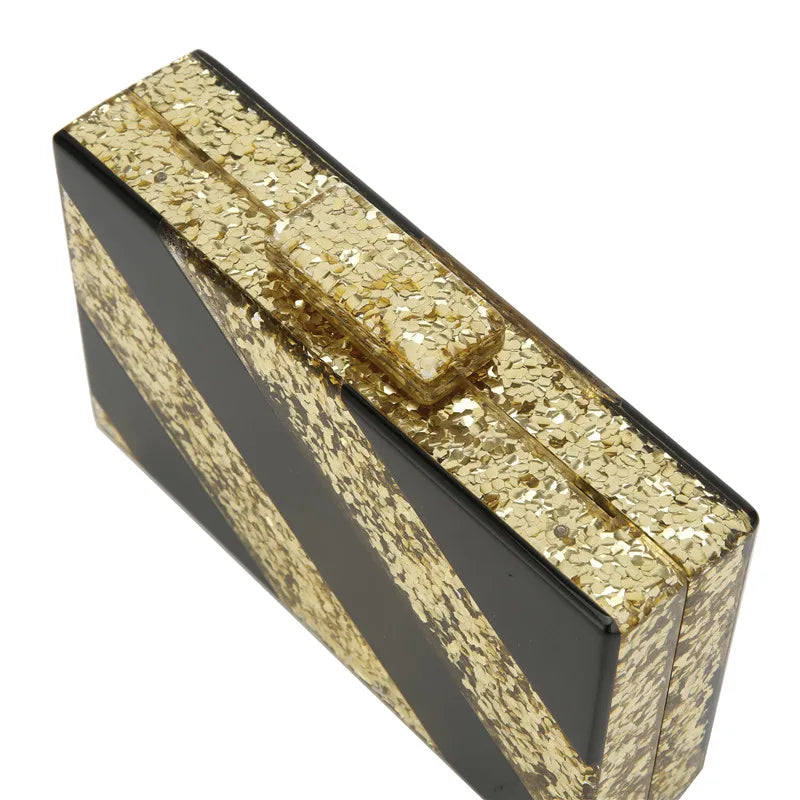 Striped Glitter Acrylic Casual Shoulder Bag for Women