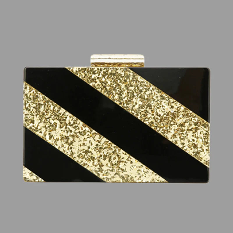Striped Glitter Acrylic Casual Shoulder Bag for Women