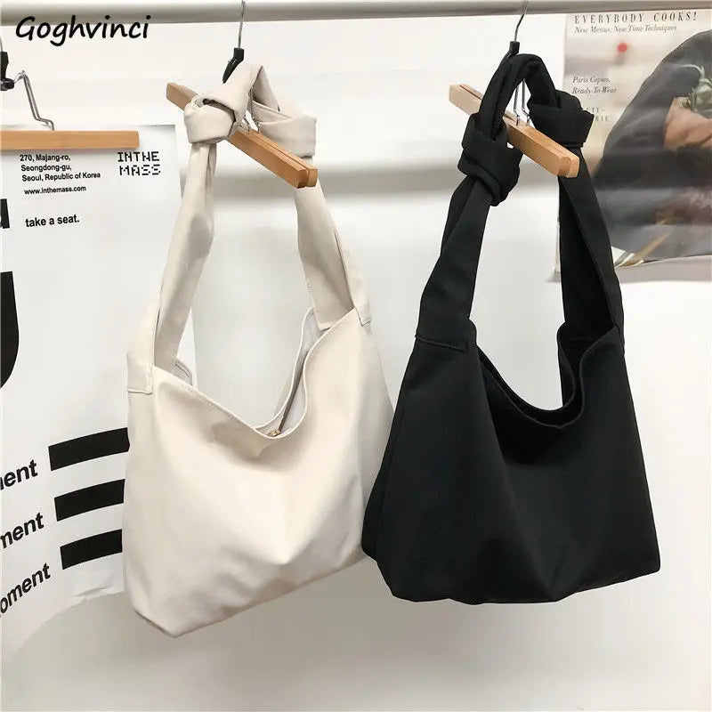 Solid Classic Shoulder Bags Women Hasp Large Capacity Nylon Bag Students