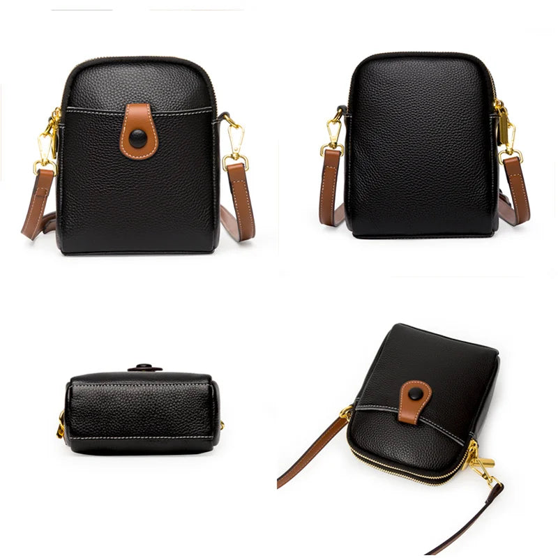 3-Layer Ladies Shoulder Bags Small Women Messenger Purse Leather Handbag