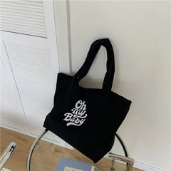 Canvas Letter Printed Large-capacity Tote Bag