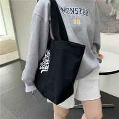 Canvas Letter Printed Large-capacity Tote Bag