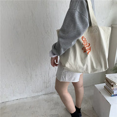 Canvas Letter Printed Large-capacity Tote Bag