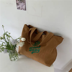 Canvas Letter Printed Large-capacity Tote Bag