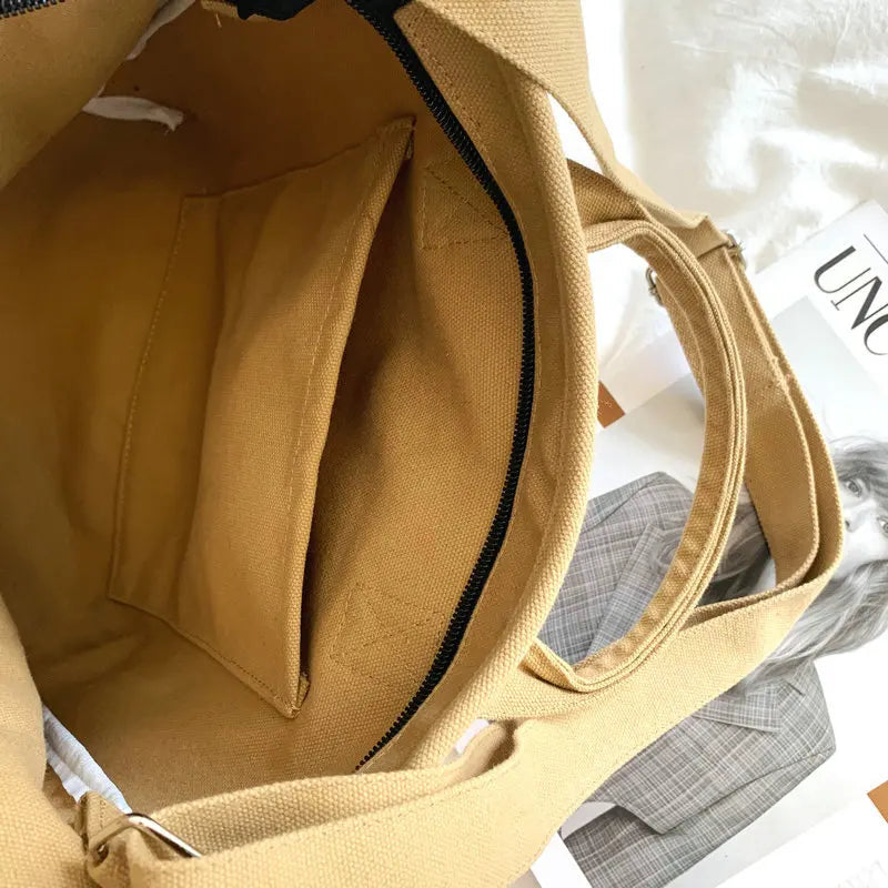 Canvas Shoulder Bag Small Square Tote Handbag Women Casual Shoulder Messenger Ba