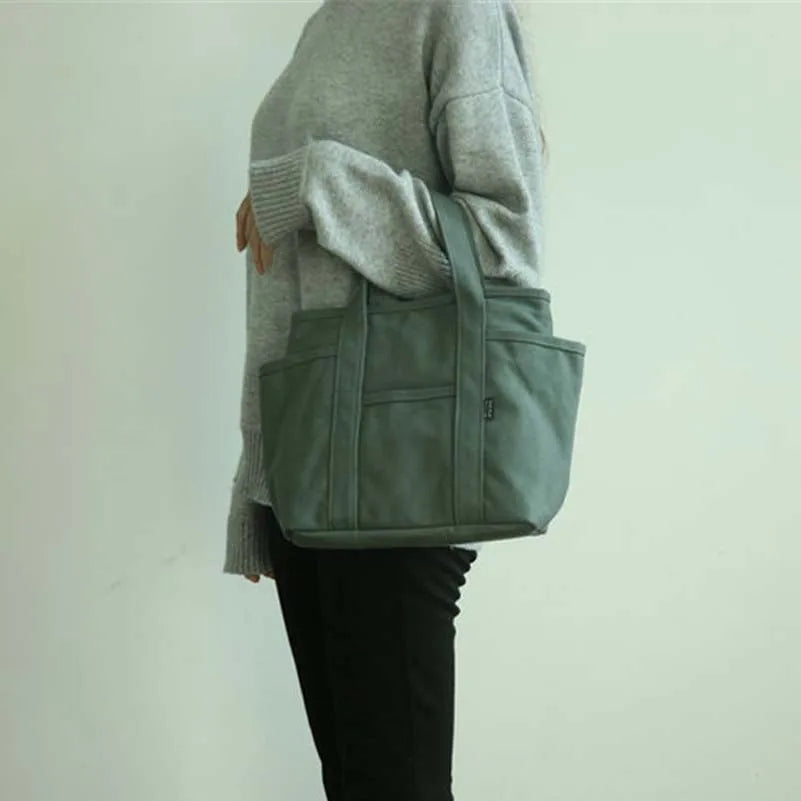 Solid Canvas Women'S Bag Mummy Cloth Bag Reusable Shopping Tote