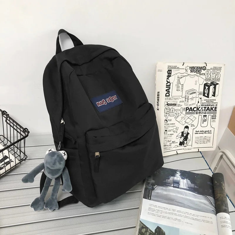 Solid Casual Waterproof Nylon Women Backpack Female Travel Bag