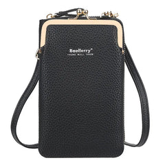 Leather Cell Phone Shoulder Bag for Women Crossbody Hand Bag Zipper Purse
