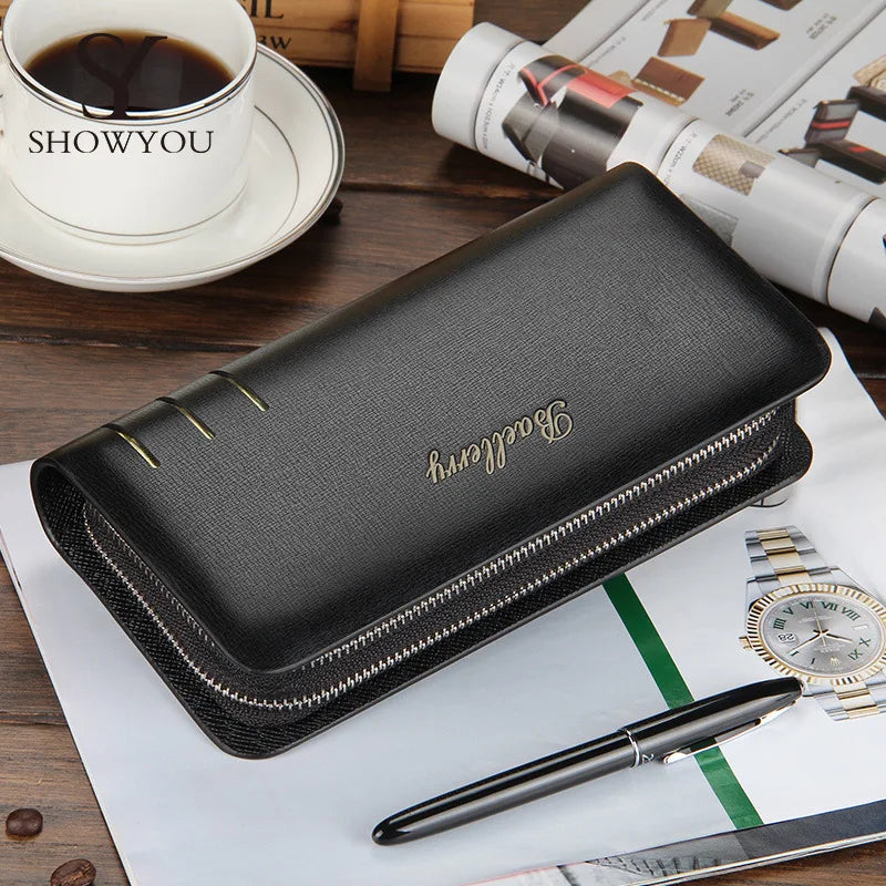 Men Clutch Bags Long Zipper Organizer Large Capacity Mobile Phone Bag