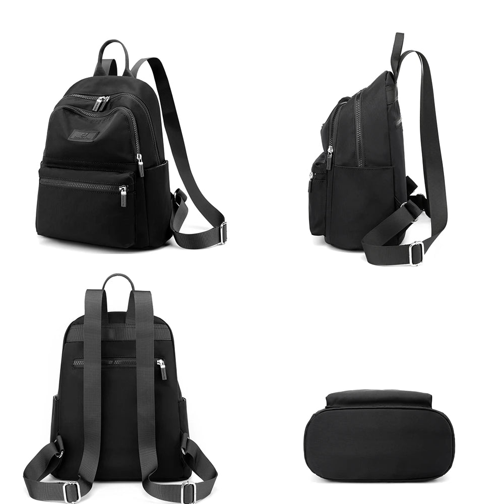 Solid Women's Backpack High Nylon Ladies Student Schoolbag Ladies