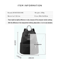 Solid Women's Backpack High Nylon Ladies Student Schoolbag Ladies
