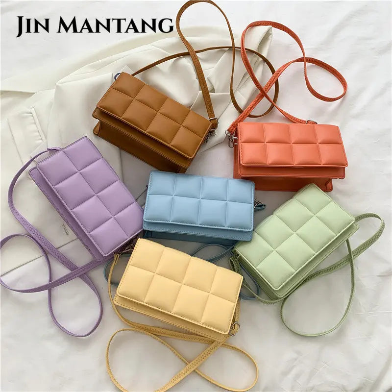 Small PU Leather Crossbody Bags for Women Solid Shoulder Handbags