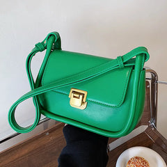 Solid Flap Armpit Bag Femake PU Leather Shoulder Bag Lock Crossbody Bag