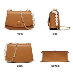 Solid Flap Bag PU Leather Shoulder Bags Women Spherical Chain Belt