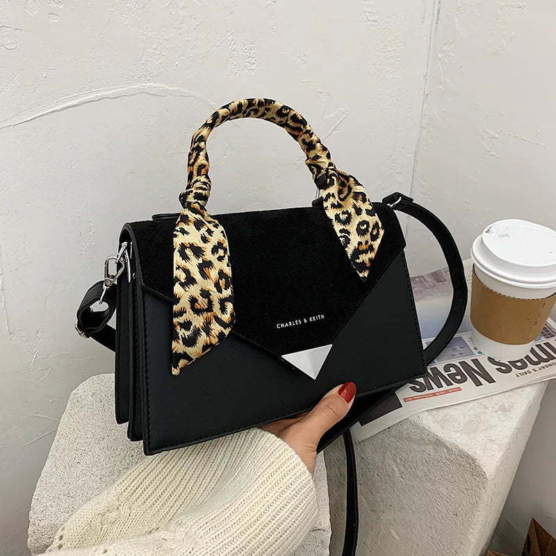 Solid Flap Purses Hasp Satchel With Scarves Small Shoulder Crossbdo