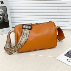 Solid Leather Women Crossbody Bags Minimalist Style Ladies Shoulder Bags
