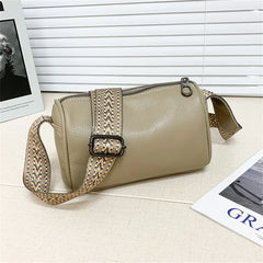 Solid Leather Women Crossbody Bags Minimalist Style Ladies Shoulder Bags