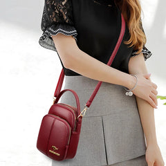 Solid Headphone Jack Women's Shoulder Bag High Leather Crossbody Handbag