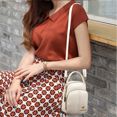Solid Headphone Jack Women's Shoulder Bag High Leather Crossbody Handbag