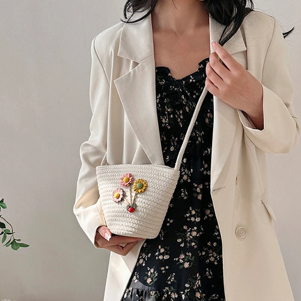 Solid Knitting Ladies Shoulder Bag Women's Messenger Bag Small Women Beach Bags