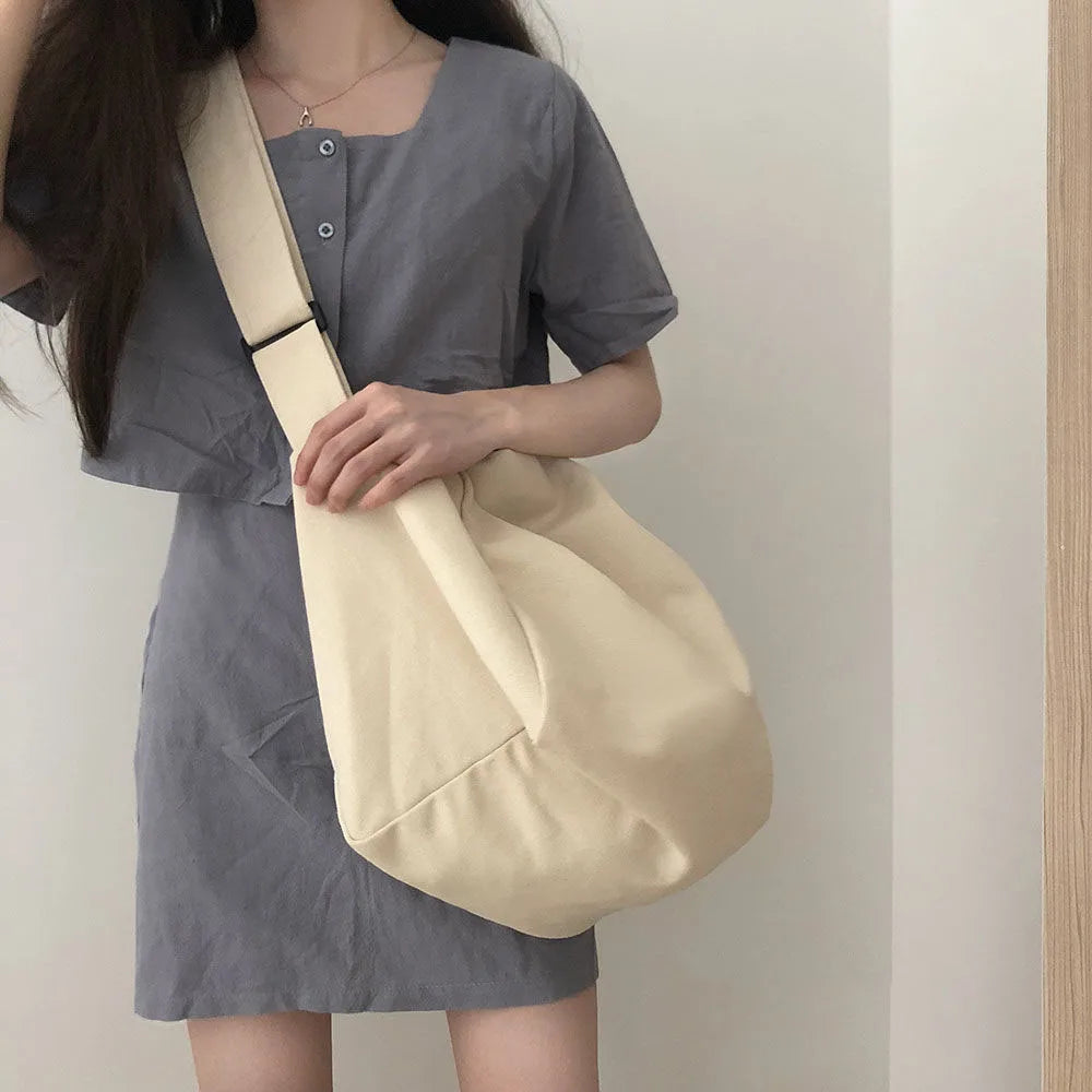 Canvas Shoulder Bag Large Capacity Eco Friendly Women Messenger Purse