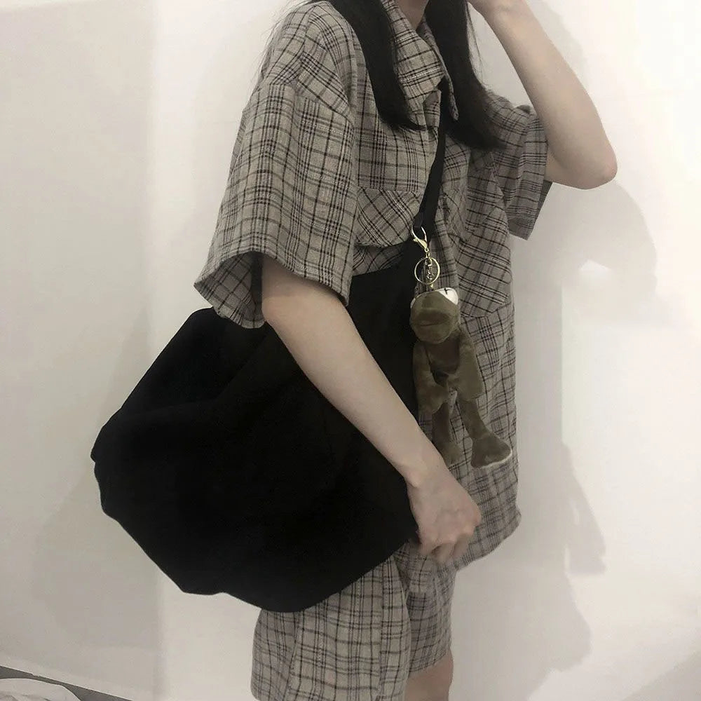 Canvas Shoulder Bag Large Capacity Eco Friendly Women Messenger Purse