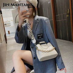 Stylish Shoulder Bucket Bag for Women with Chain Crossbody