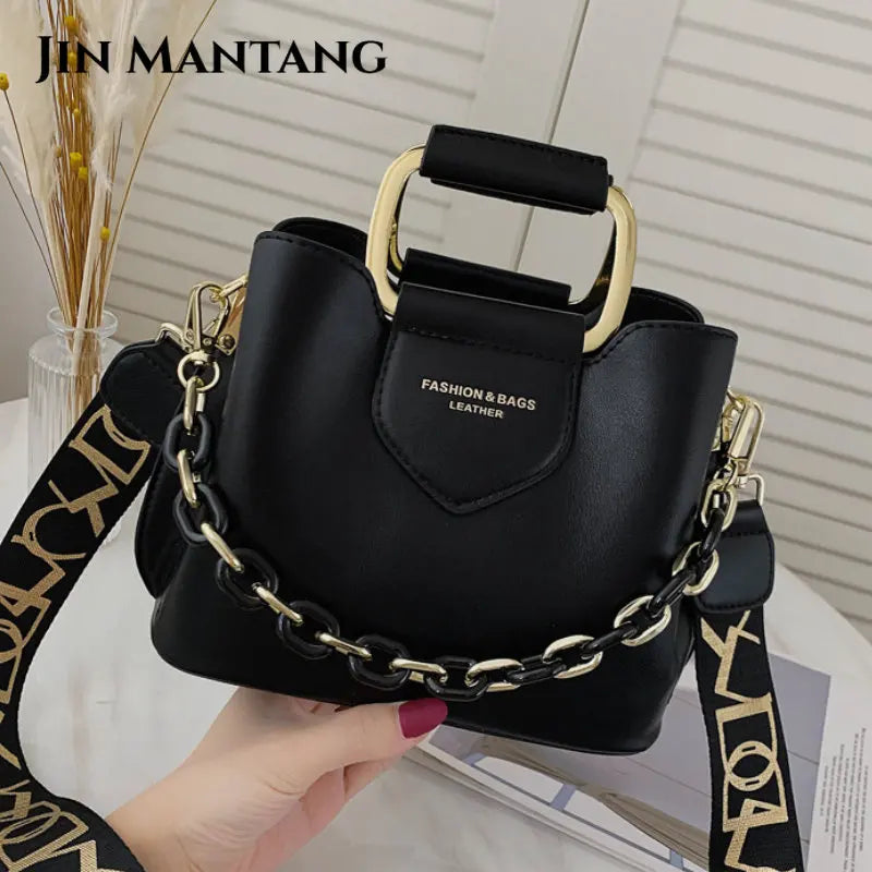 Stylish Shoulder Bucket Bag for Women with Chain Crossbody