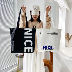 Hand Printed Canvas Shopping Bag Women's Handbag