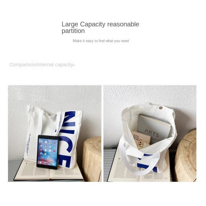 Hand Printed Canvas Shopping Bag Women's Handbag