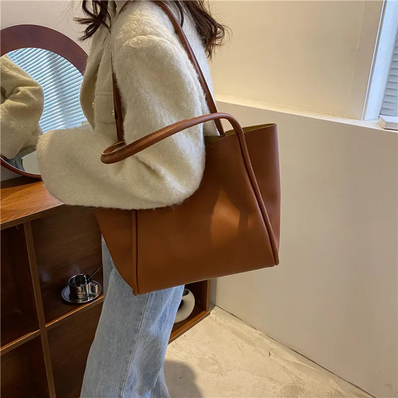 Large Capacity Tote Bag Women's Shoulder Handbag Gray