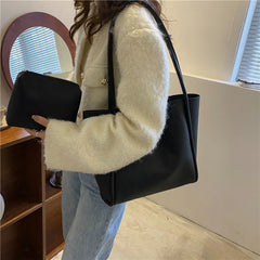 Large Capacity Tote Bag Women's Shoulder Handbag Gray