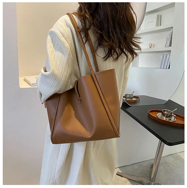 Large Capacity Tote Bag Women's Shoulder Handbag Gray