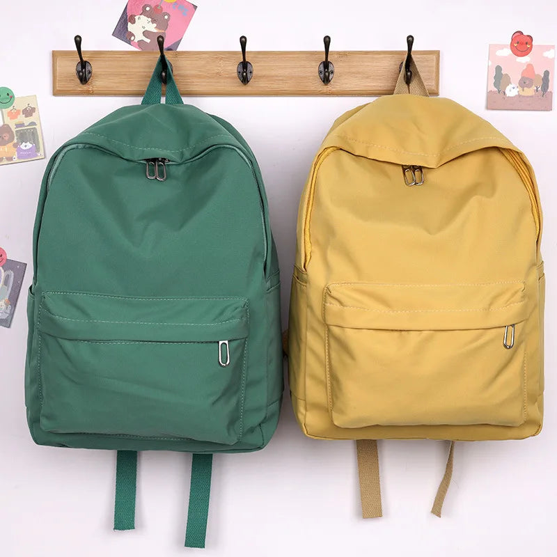 Solid Nylon Large-capacity Couple College Students Daily Backpack