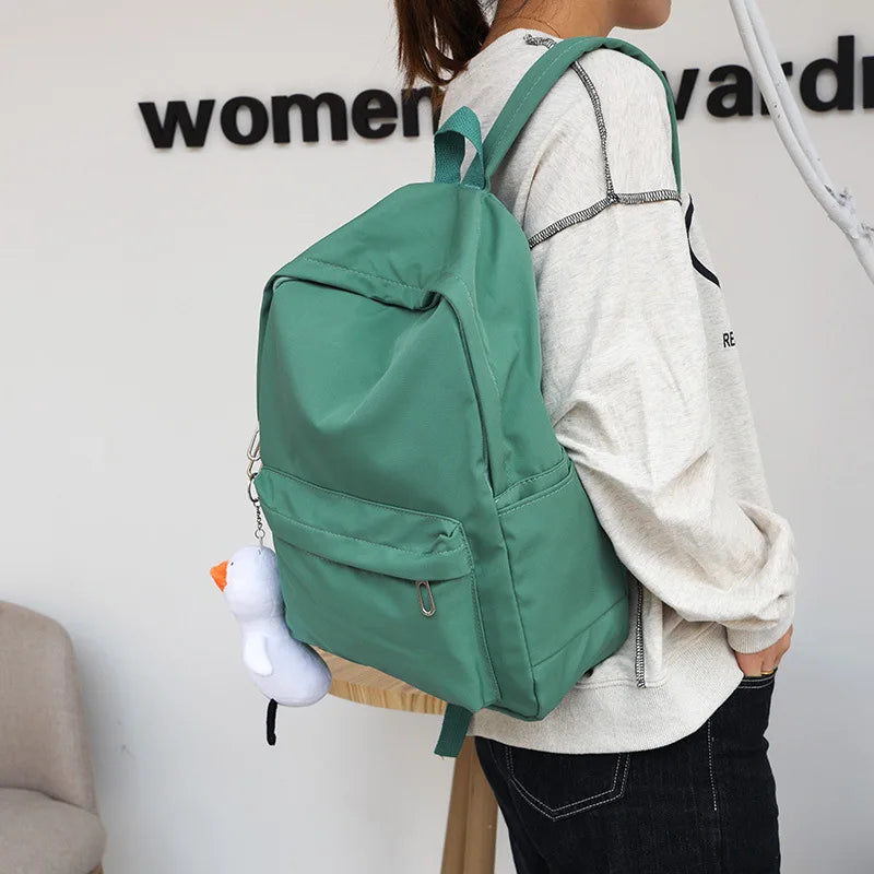 Solid Nylon Large-capacity Couple College Students Daily Backpack