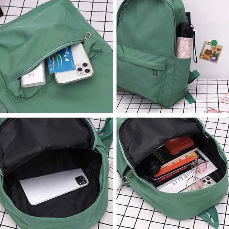 Solid Nylon Large-capacity Couple College Students Daily Backpack