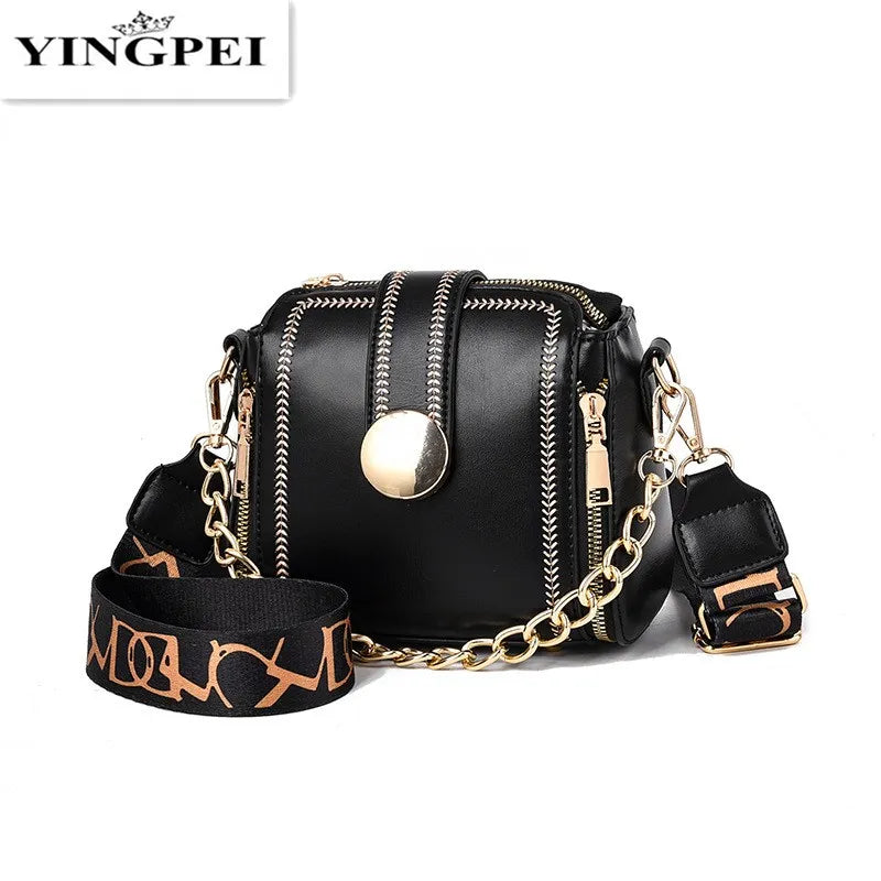 Solid PU Leather Crossbody Bag Lock Shoulder Travel Handbag