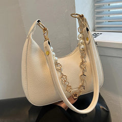 PU Leather Half-moon Bag Women Shoulder Crossbody Handbag