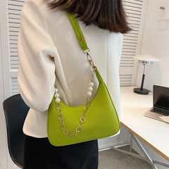 PU Leather Half-moon Bag Women Shoulder Crossbody Handbag