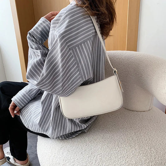 Solid PU Leather Shoulder Bags For Women Trends Handbags Small Travel Hand Bag