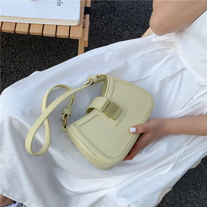 Women's PU Leather Shoulder Bag with Lock Handbag