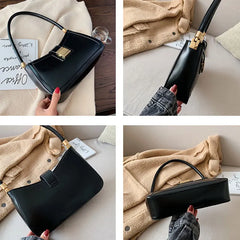 Vintage PU Leather Shoulder Square Bag for Women Zipper Handbag