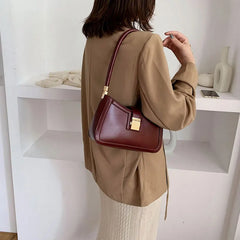 Vintage PU Leather Shoulder Square Bag for Women Zipper Handbag