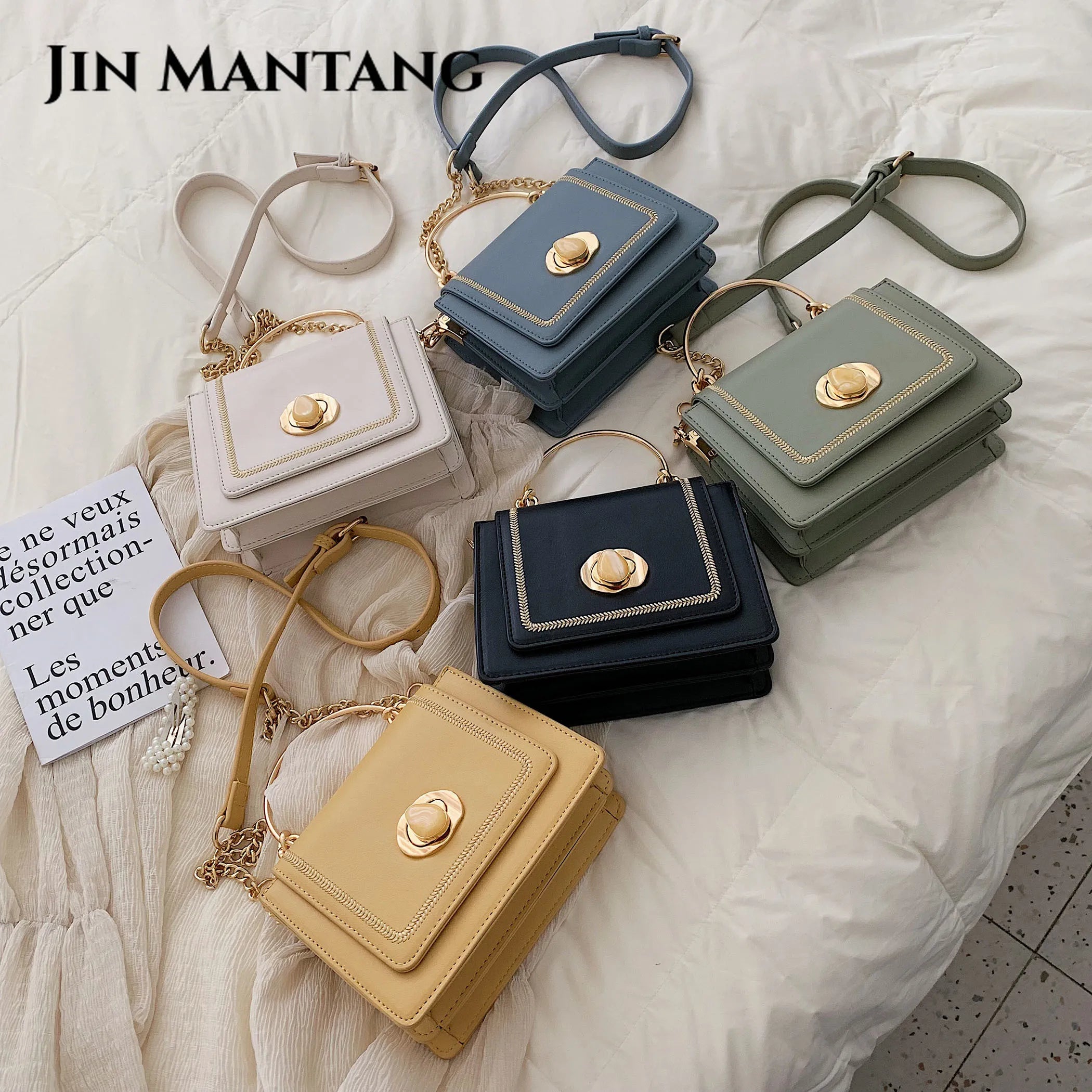 Small Square Crossbody Bag for Women PU Leather Shoulder Bag
