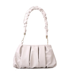 Women's Soft PU Leather Shoulder Bag Solid Pleated Small Handbag